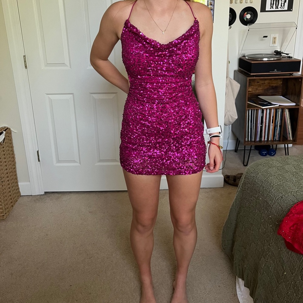 Sequin Mini Dress in Pink